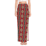 Native American Tribal Pattern Print High Slit Maxi Skirt