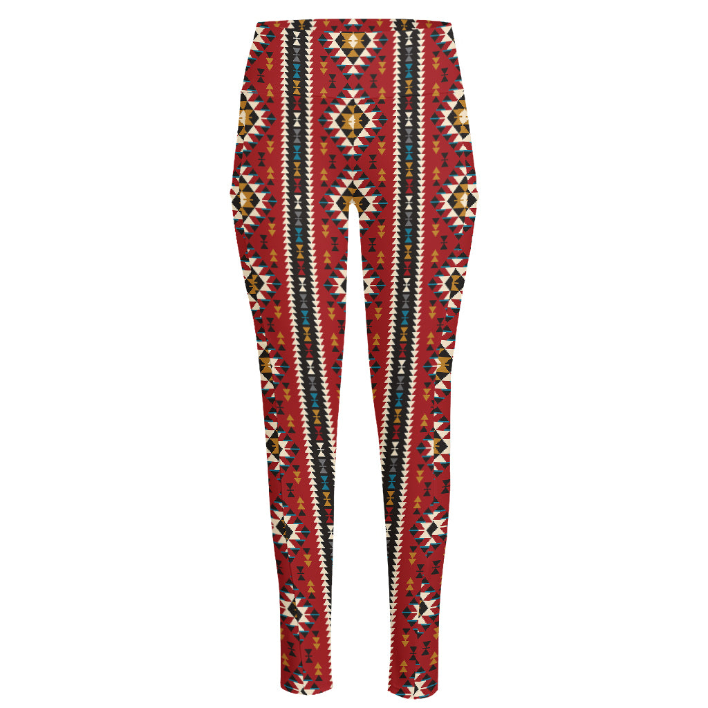 Native American Tribal Pattern Print High-Waisted Pocket Leggings