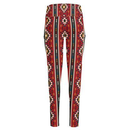 Native American Tribal Pattern Print High-Waisted Pocket Leggings