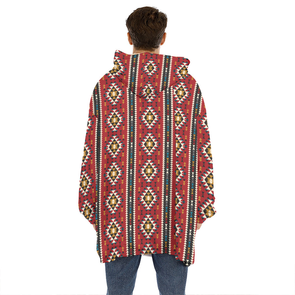 Native American Tribal Pattern Print Hoodie Blanket
