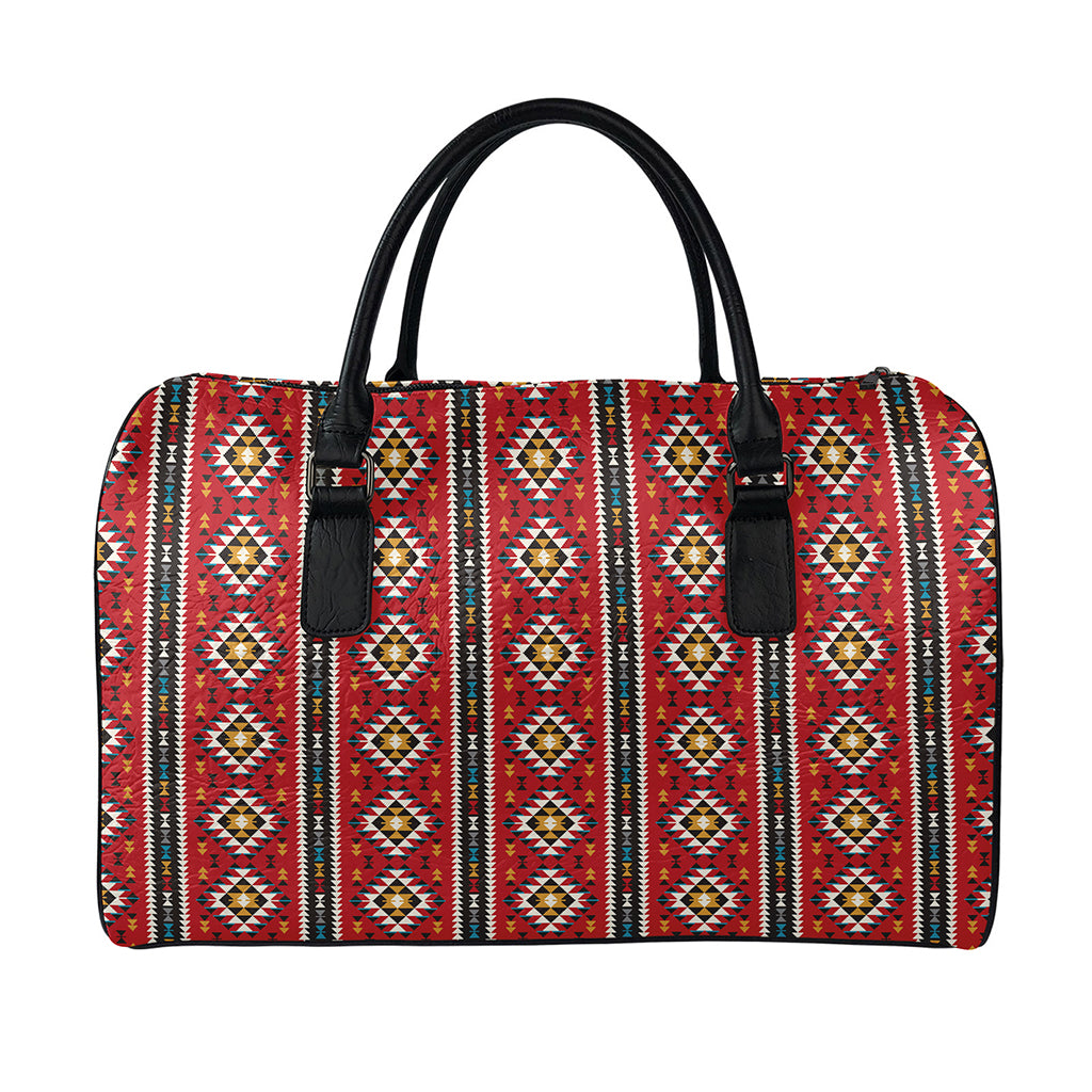 Native American Tribal Pattern Print Leather Duffle Bag