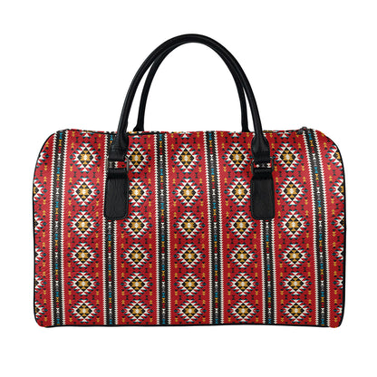 Native American Tribal Pattern Print Leather Duffle Bag