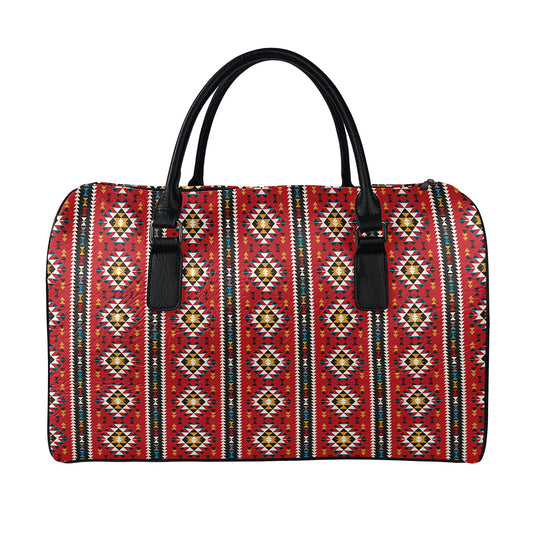 Native American Tribal Pattern Print Leather Duffle Bag