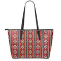 Native American Tribal Pattern Print Leather Tote Bag With Zipper