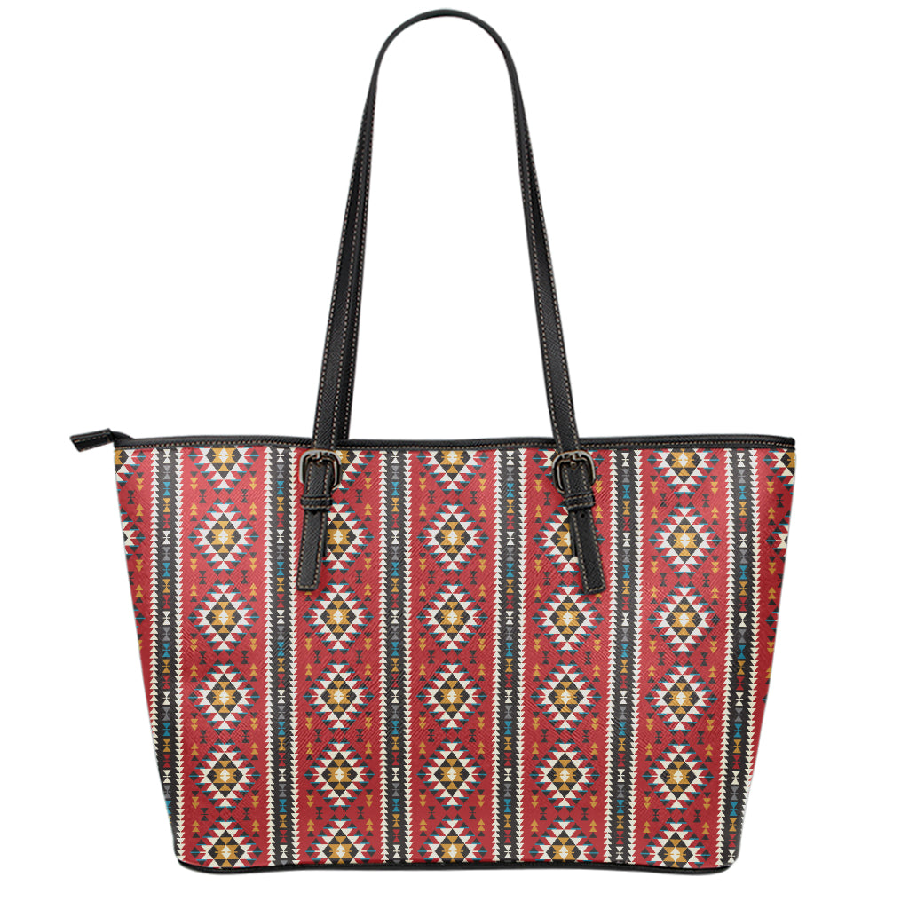 Native American Tribal Pattern Print Leather Tote Bag
