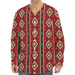 Native American Tribal Pattern Print Long Sleeve Baseball Jersey