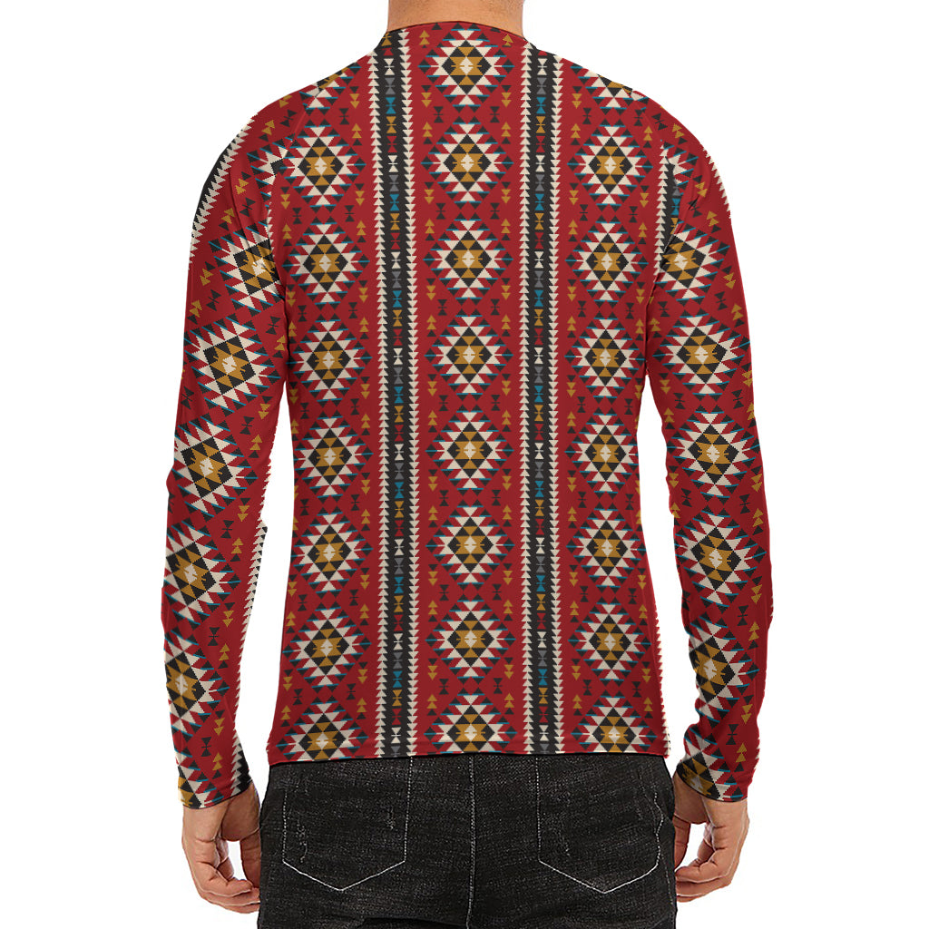 Native American Tribal Pattern Print Men's Long Sleeve Rash Guard