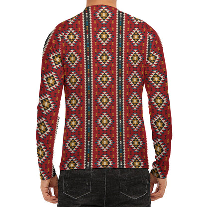 Native American Tribal Pattern Print Men's Long Sleeve Rash Guard