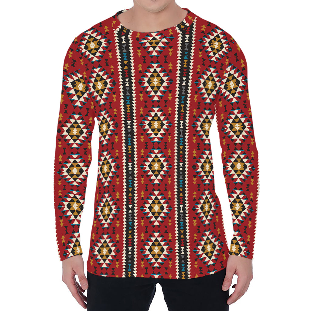 Native American Tribal Pattern Print Men's Long Sleeve T-Shirt