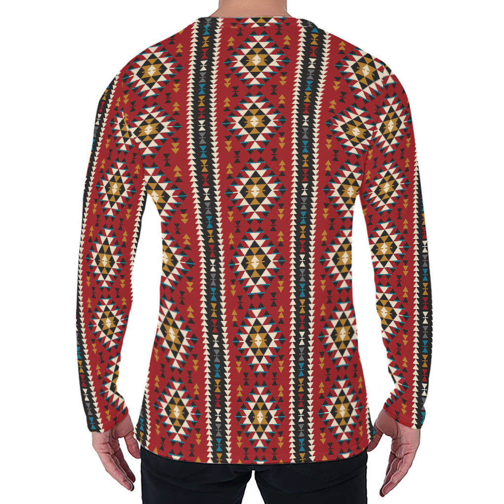 Native American Tribal Pattern Print Men's Long Sleeve T-Shirt