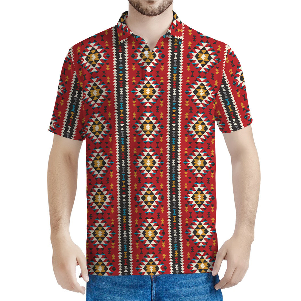 Native American Tribal Pattern Print Men's Polo Shirt