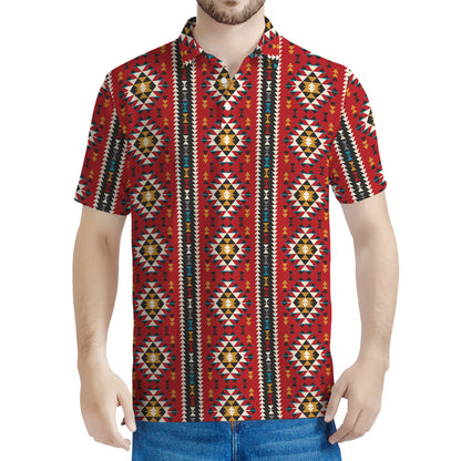 Native American Tribal Pattern Print Men's Polo Shirt
