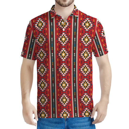 Native American Tribal Pattern Print Men's Polo Shirt