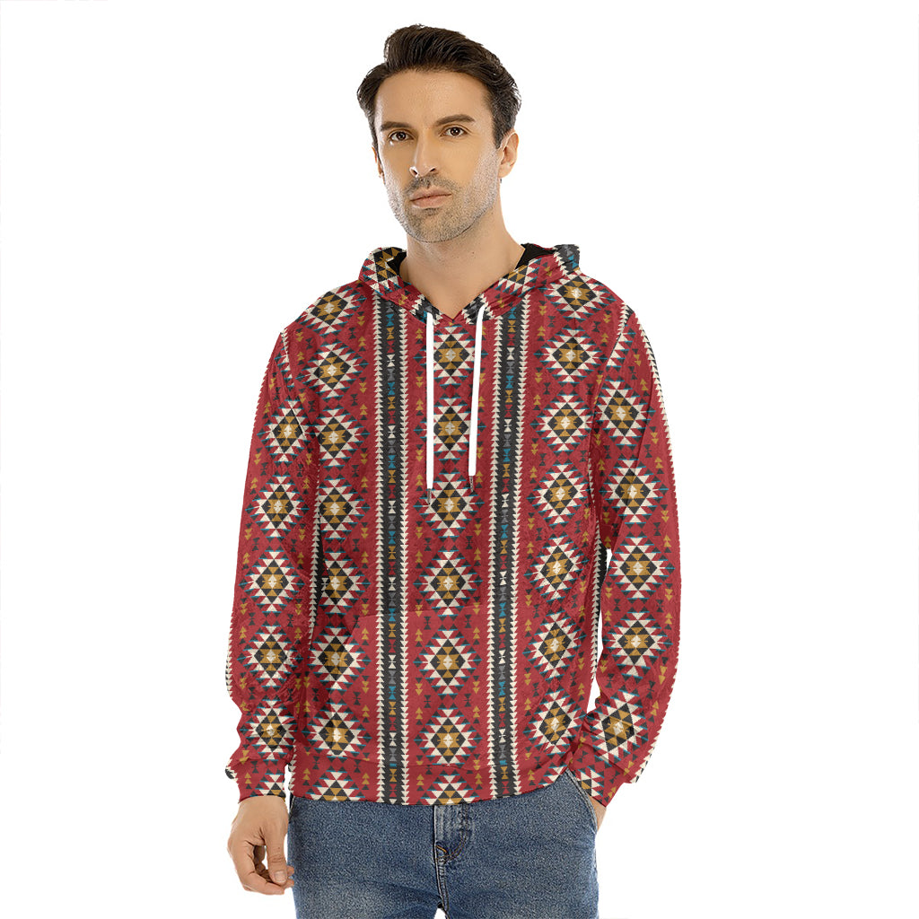 Native American Tribal Pattern Print Men's Velvet Pullover Hoodie