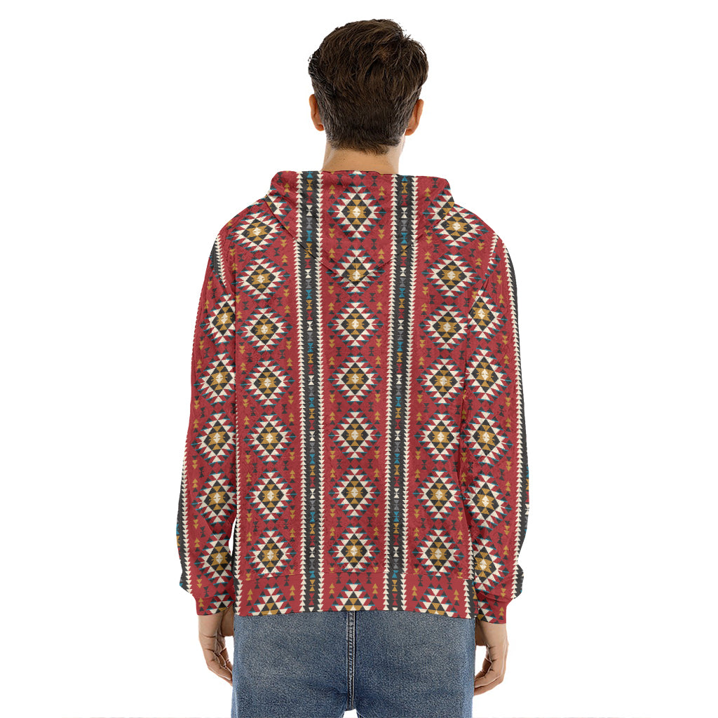 Native American Tribal Pattern Print Men's Velvet Pullover Hoodie