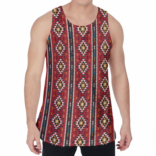 Native American Tribal Pattern Print Men's Velvet Tank Top