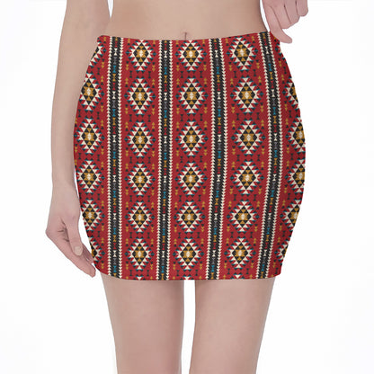 Native American Tribal Pattern Print Pencil Mini Skirt