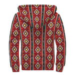 Native American Tribal Pattern Print Sherpa Lined Zip Up Hoodie