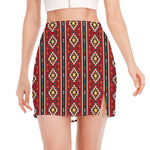 Native American Tribal Pattern Print Side Slit Mini Skirt