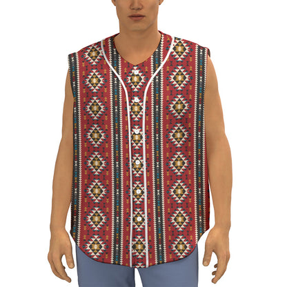Native American Tribal Pattern Print Sleeveless Baseball Jersey