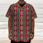 Native American Tribal Pattern Print Textured Short Sleeve Shirt