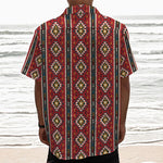 Native American Tribal Pattern Print Textured Short Sleeve Shirt