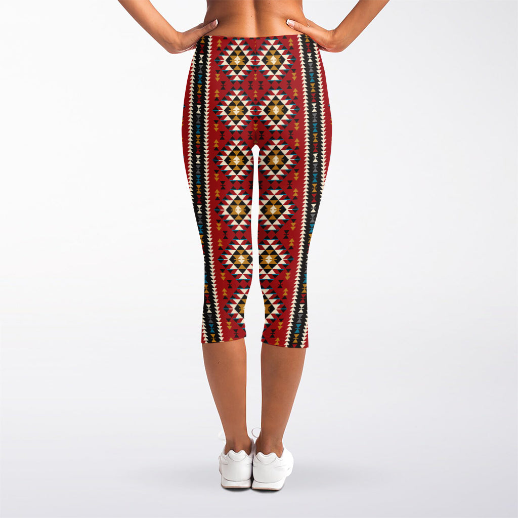 Native American Tribal Pattern Print Women's Capri Leggings