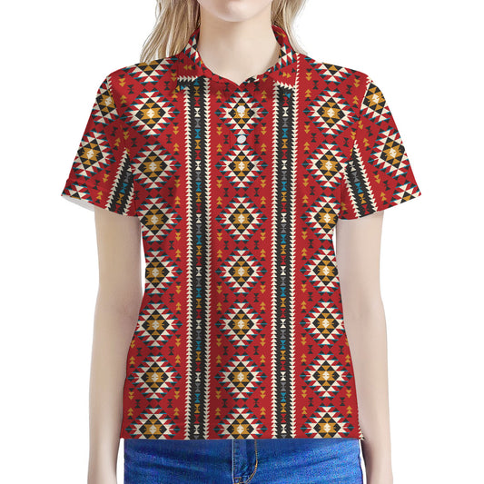 Native American Tribal Pattern Print Women's Polo Shirt
