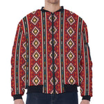 Native American Tribal Pattern Print Zip Sleeve Bomber Jacket