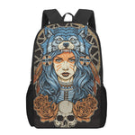 Native American Wolf Girl Print 17 Inch Backpack