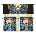 Native American Wolf Girl Print 3 Piece Kitchen Curtains