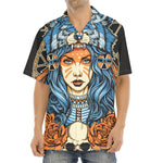 Native American Wolf Girl Print Aloha Shirt