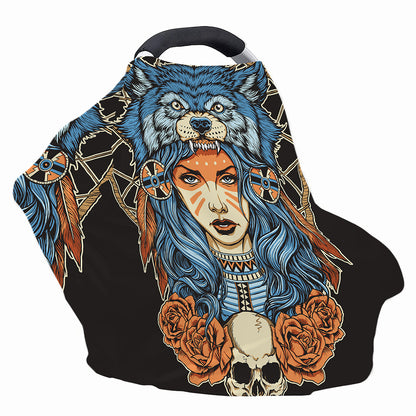 Native American Wolf Girl Print Baby Seat Cover