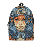 Native American Wolf Girl Print Backpack