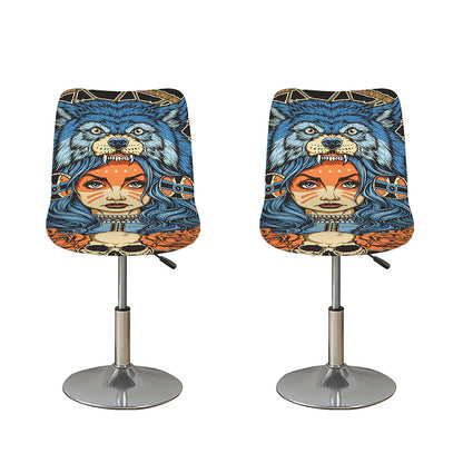 Native American Wolf Girl Print Bar Stool Covers