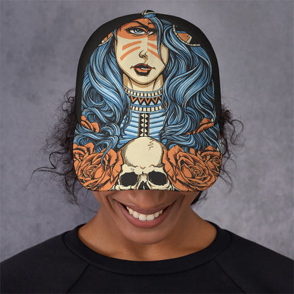 Native American Wolf Girl Print Baseball Cap