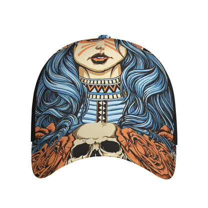 Native American Wolf Girl Print Baseball Cap