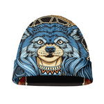 Native American Wolf Girl Print Beanie