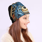 Native American Wolf Girl Print Beanie