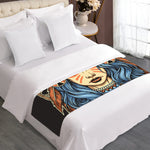 Native American Wolf Girl Print Bed Runner