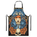 Native American Wolf Girl Print Bib Apron With Pocket