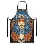 Native American Wolf Girl Print Bib Apron With Pocket