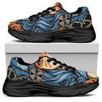 Native American Wolf Girl Print Black Chunky Shoes