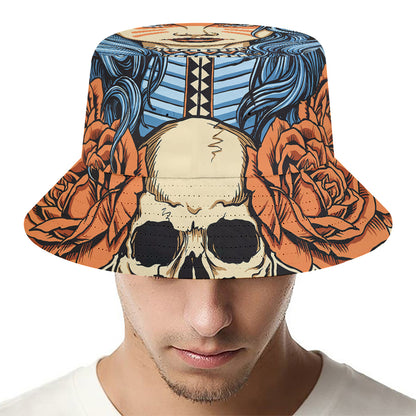 Native American Wolf Girl Print Bucket Hat
