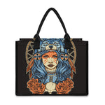 Native American Wolf Girl Print Canvas Tote Bag