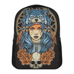 Native American Wolf Girl Print Casual Backpack