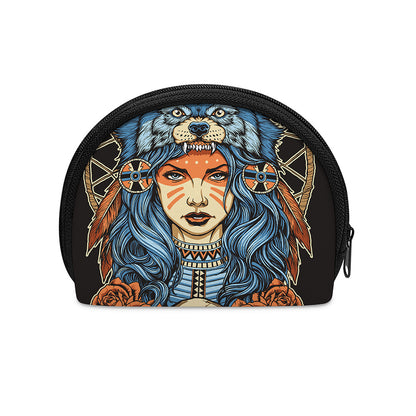 Native American Wolf Girl Print Coin Purse