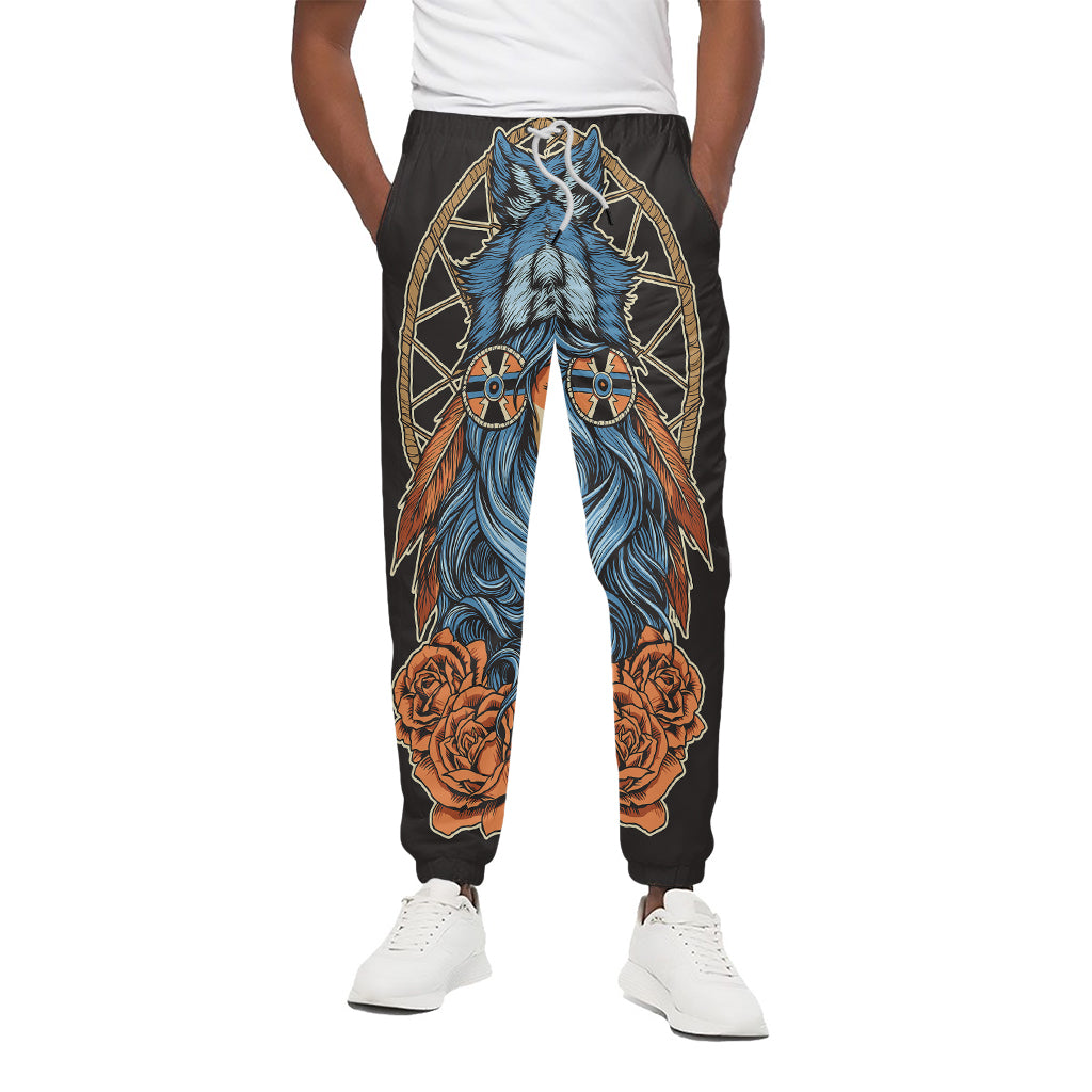 Native American Wolf Girl Print Cotton Pants