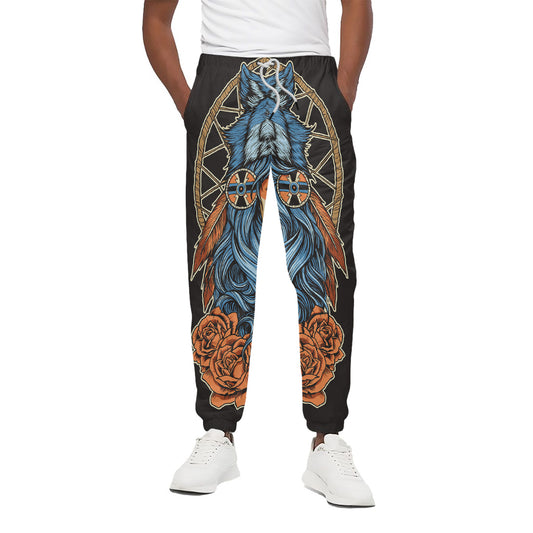 Native American Wolf Girl Print Cotton Pants