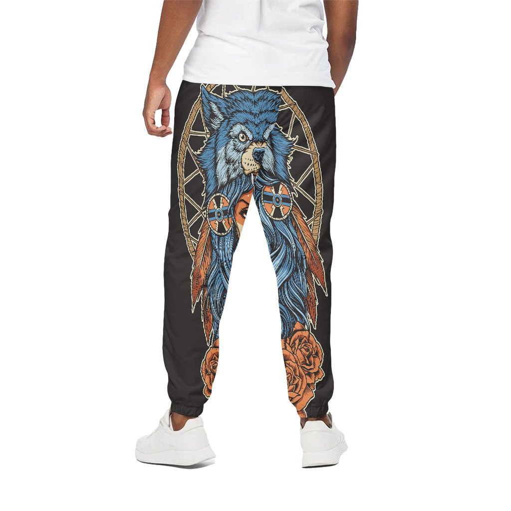 Native American Wolf Girl Print Cotton Pants